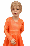 Girls Orange Sparkly Skater Dress - 5