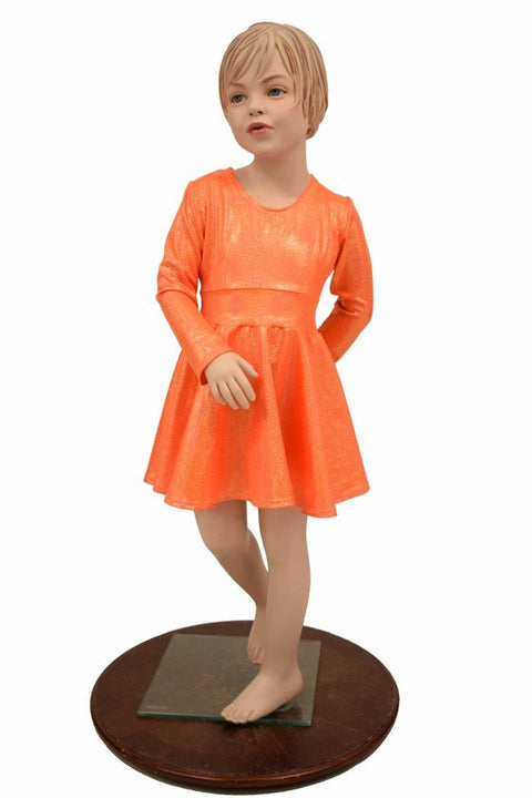 Girls Orange Sparkly Skater Dress - Coquetry Clothing