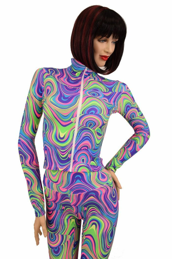 2PC Glow Worm Mock Catsuit (Leggings & Top) - 3