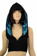 Black Zen & Turquoise Hoodie Crop - 1