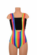 Rainbow Stripe Suspender Romper - 2