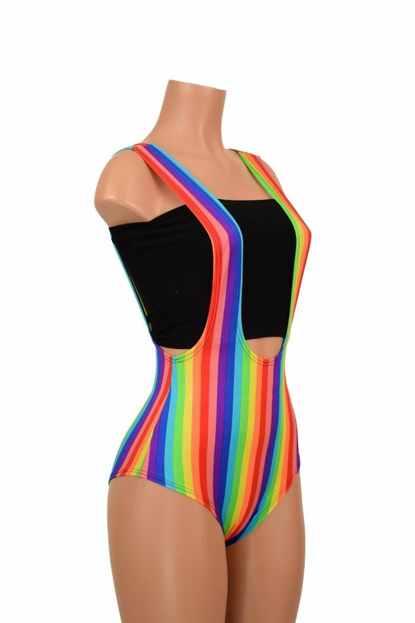 Rainbow Stripe Suspender Romper - 3
