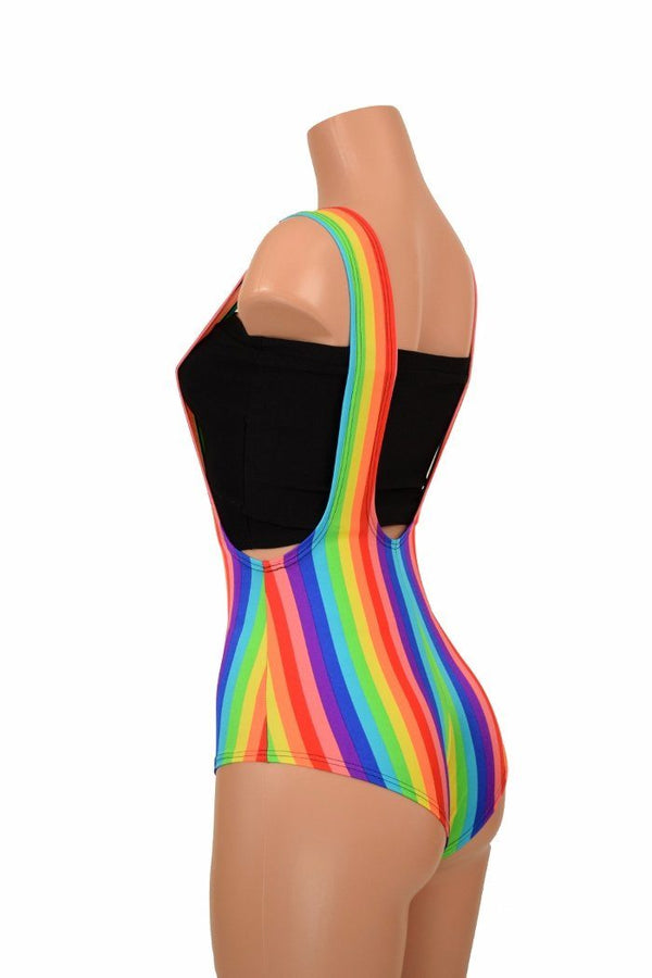 Rainbow Stripe Suspender Romper - 5