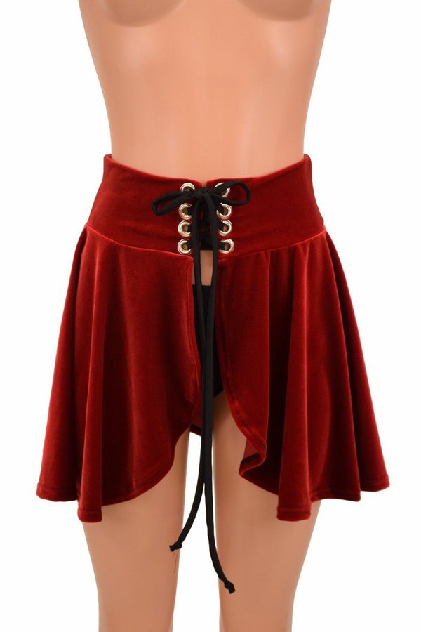 Open Front Lace Up Circle Cut Skirt - 7