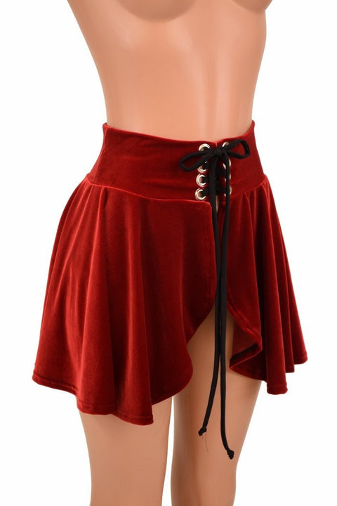 Open Front Lace Up Circle Cut Skirt - Coquetry Clothing