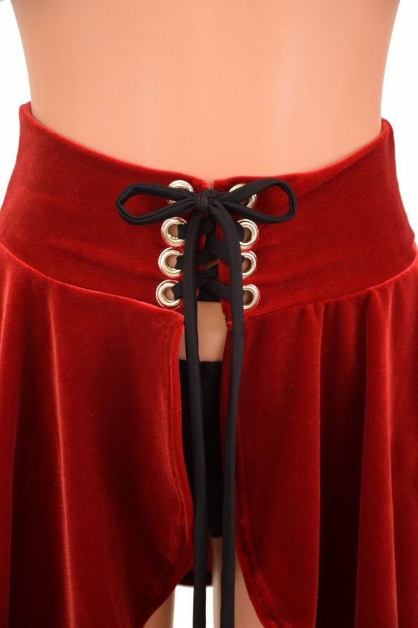 Open Front Lace Up Circle Cut Skirt - 3