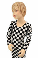 Girls Black & White Check Gown - 5