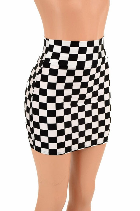 Black & White Check Bodycon Skirt - Coquetry Clothing
