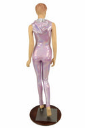 Lilac Holographic Zipper Hoodie Catsuit - 4