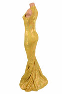 Gold Kaleidoscope V Neck Gown - 5