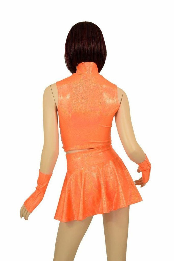 3PC Orange Top, Skirt, & Gloves Skirt Set - 4