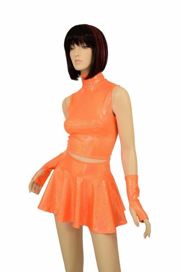 3PC Orange Top, Skirt, & Gloves Skirt Set - 1