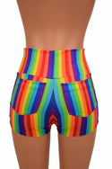 Rainbow High Waist Shorts with Pockets - 5
