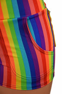 Rainbow High Waist Shorts with Pockets - 3