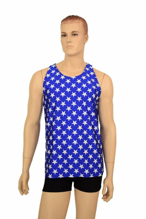 Mens Blue & White Muscle Shirt - Coquetry Clothing