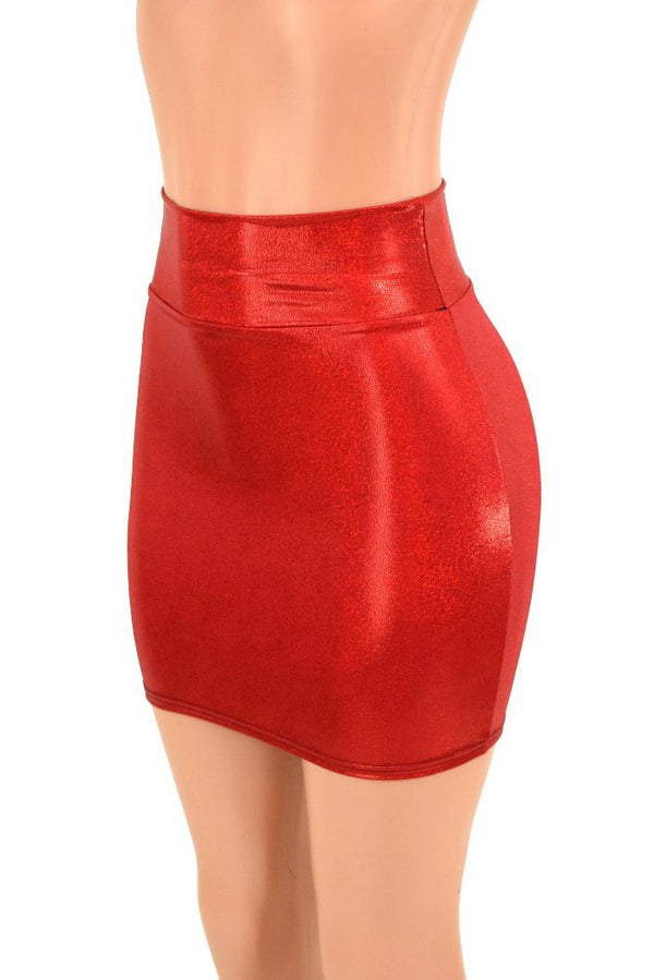 Red Sparkly Jewel Bodycon Skirt - 5