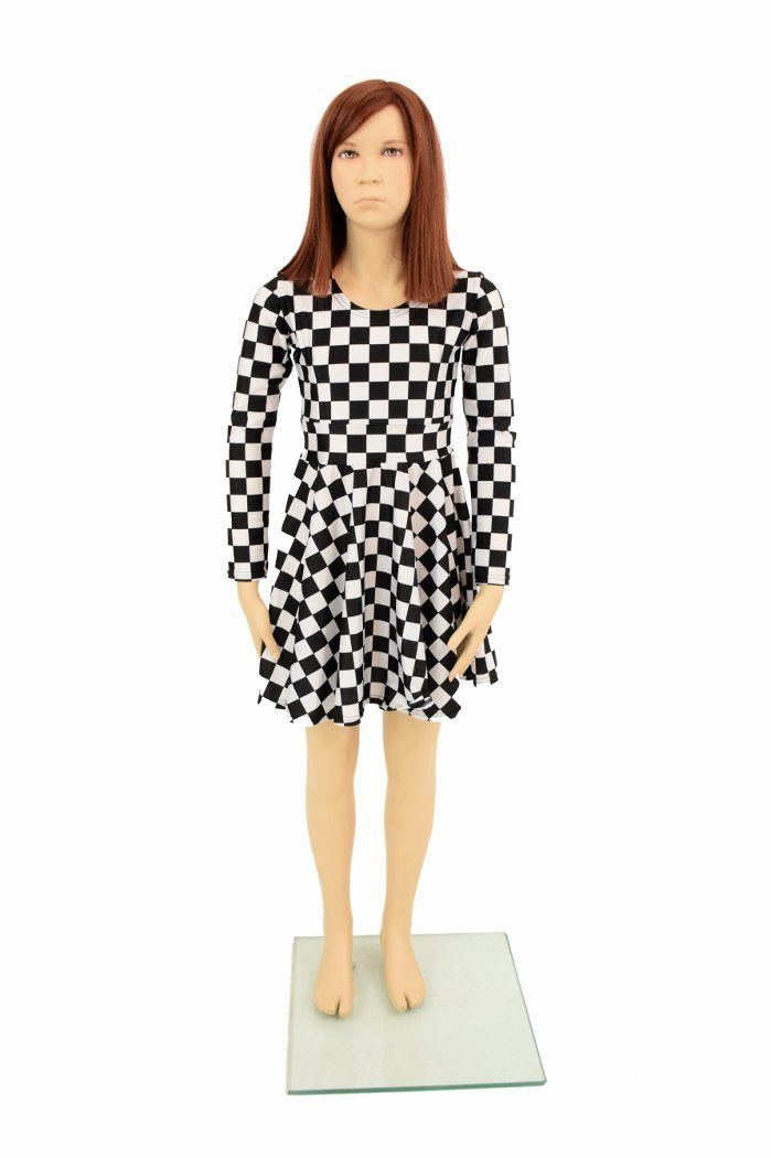 Girls black and on sale white checkered dress