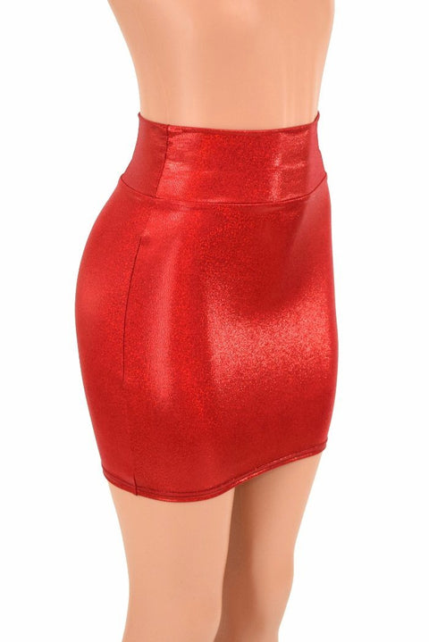 Red Sparkly Jewel Bodycon Skirt - Coquetry Clothing