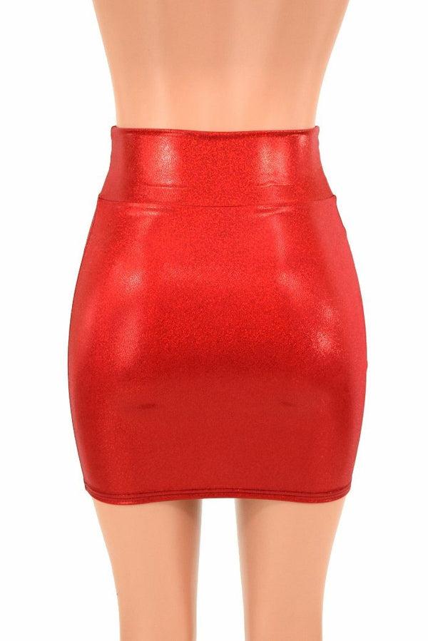 Red Sparkly Jewel Bodycon Skirt - 4
