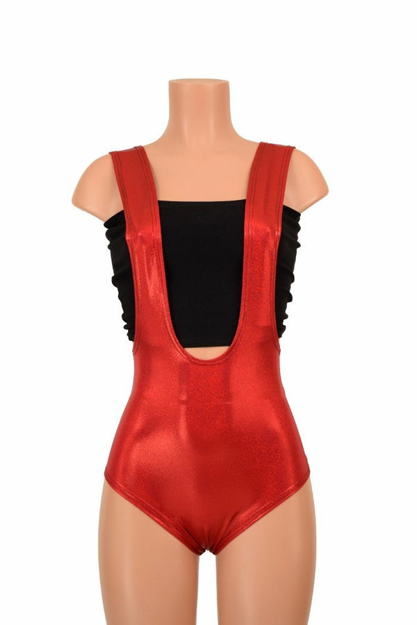 Red Sparkly Jewel Suspender Romper - 2