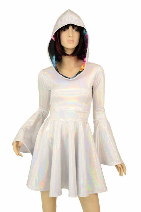 Flashbulb Holographic Trumpet Sleeve Dress - Coquetry Clothing