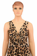 Leopard Print A-line Drawstring Keyhole Dress - 6