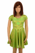 Girls Lime Holographic Skater Dress - 2