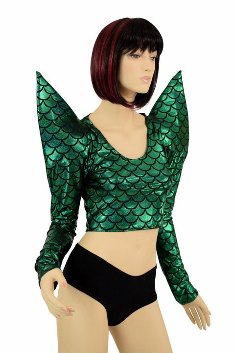 Green Dragon Mega Sharp Shoulder Crop - Coquetry Clothing