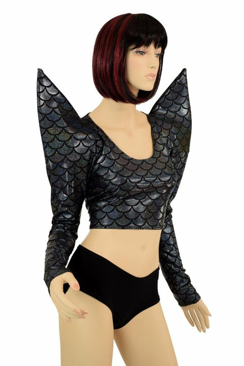 Black Dragon Mega Sharp Shoulder Crop - Coquetry Clothing
