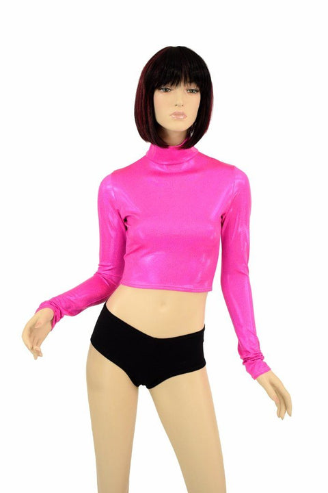Neon Pink Long Sleeve Crop - Coquetry Clothing