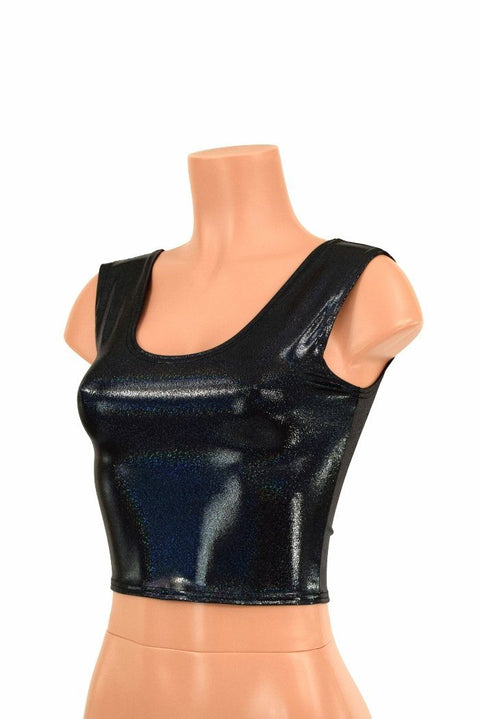 Black Holographic Crop Top - Coquetry Clothing