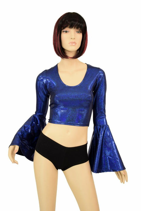 Blue Trumpet Sleeve Crop - Coquetry Clothing