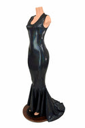 Black Holographic Puddle Train Gown - 1
