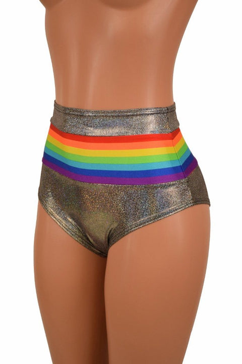 Retro Rainbow High Waist Siren Shorts - Coquetry Clothing