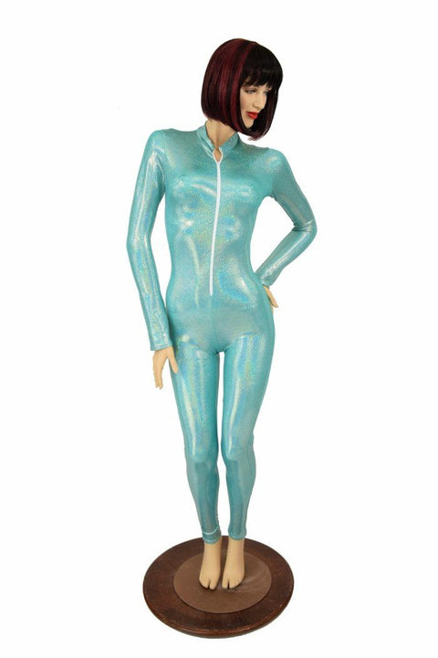 Seafoam Holographic "Stella" Catsuit - Coquetry Clothing