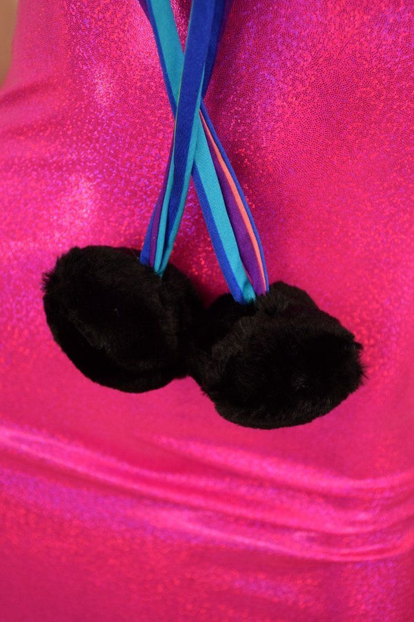 Black Minky Pom Pom Hood - 7