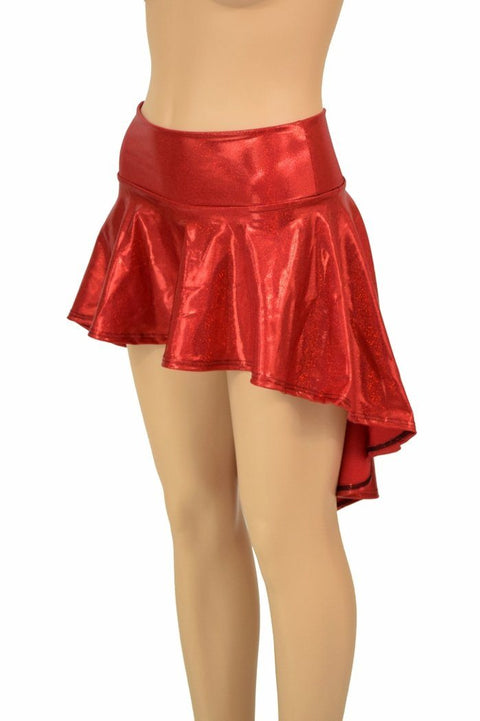 Red Sparkly Jewel Hi Lo Rave Skirt - Coquetry Clothing