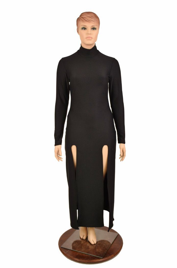 Black dress with two slits in front sale