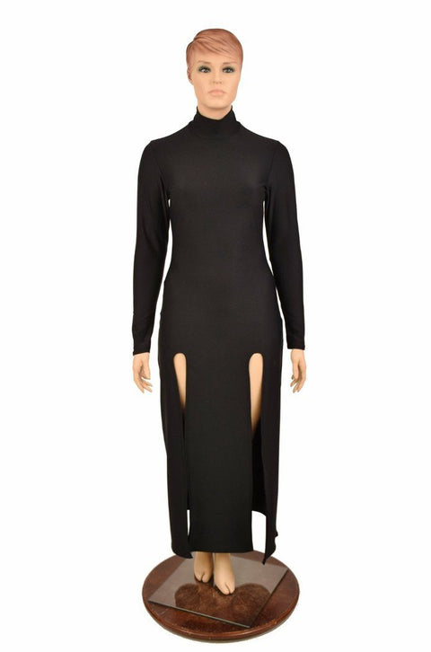 Black Double Slit Gown - Coquetry Clothing