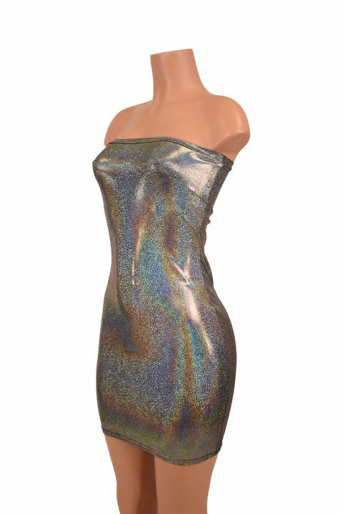 Strapless Silver Tube Dress - Coquetry Clothing