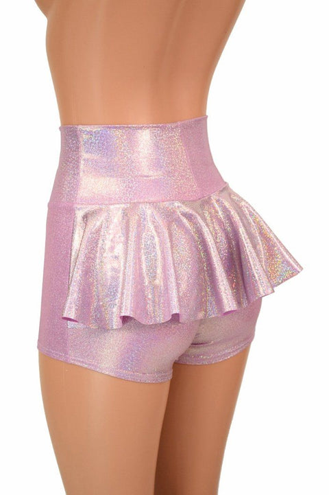 Lilac Holographic Ruffle Rump Shorts - Coquetry Clothing