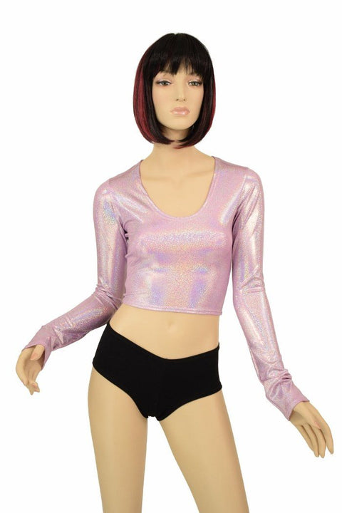 Lilac Holographic Long Sleeve Crop - Coquetry Clothing