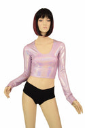 Lilac Holographic Long Sleeve Crop - 1