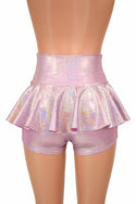 Lilac Holographic Ruffle Rump Shorts - 4