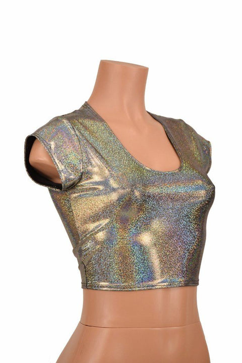 Silver Cap Sleeve Crop Top - Coquetry Clothing
