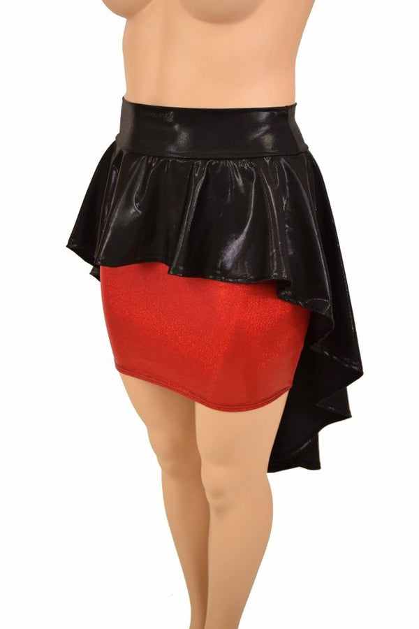 Hi Lo Peplum Bodycon Skirt - 1