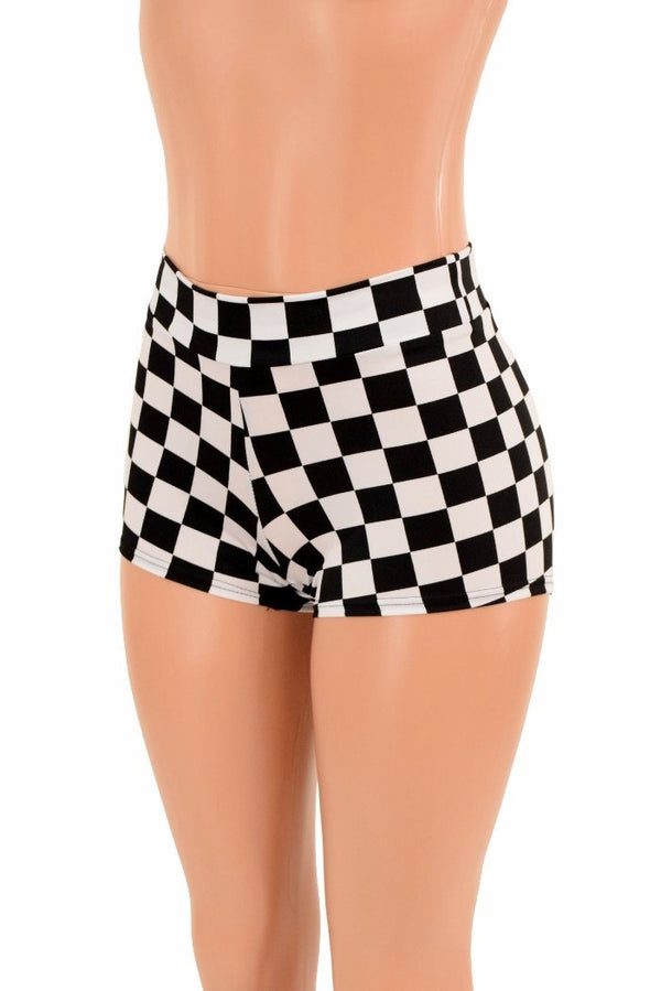 Checkered Mid Rise Shorts - 1