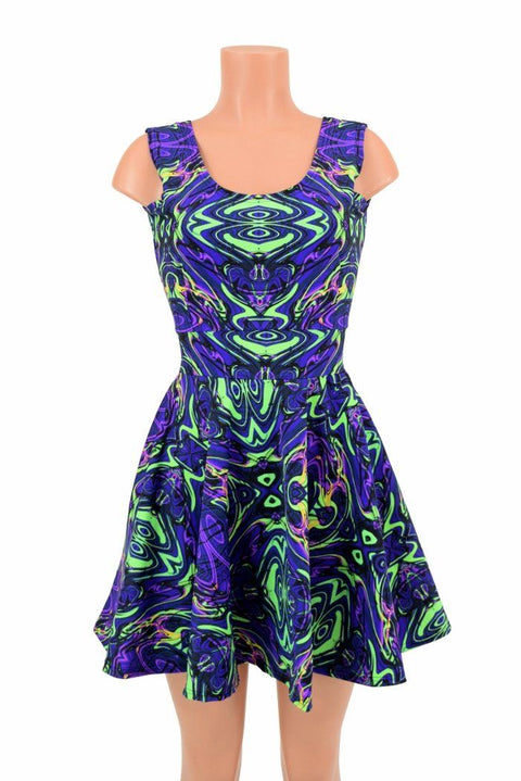 UV Glow Neon Melt Tank Skater Dress - Coquetry Clothing