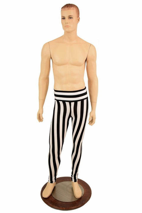 Mens Leggings in Black & White Stripe - Coquetry Clothing