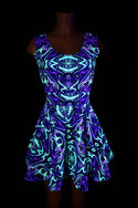 UV Glow Neon Melt Tank Skater Dress - 6